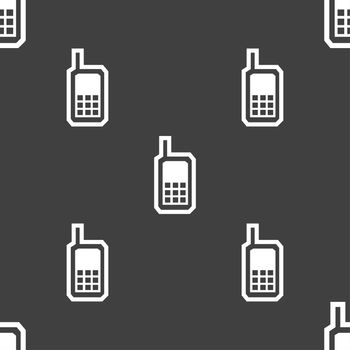 Mobile phone icon sign. Seamless pattern on a gray background. illustration