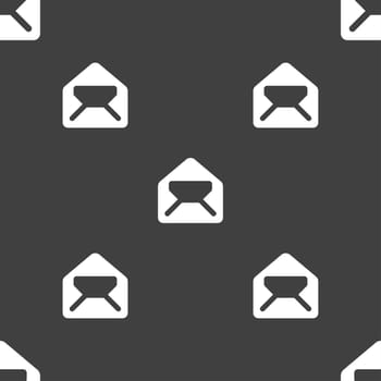 Mail, envelope, letter icon sign. Seamless pattern on a gray background. illustration