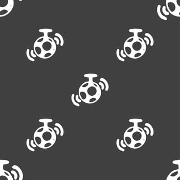 mirror ball disco icon sign. Seamless pattern on a gray background. illustration