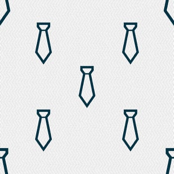 Tie icon sign. Seamless pattern with geometric texture. illustration