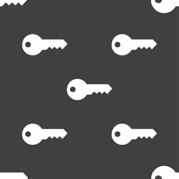 key icon sign. Seamless pattern on a gray background. illustration