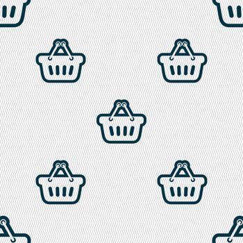 shopping cart icon sign. Seamless pattern with geometric texture. illustration