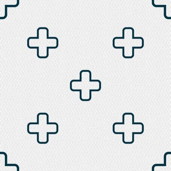 Plus icon sign. Seamless pattern with geometric texture. illustration