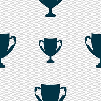 Winner cup sign icon. Awarding of winners symbol. Trophy. Seamless abstract background with geometric shapes. illustration