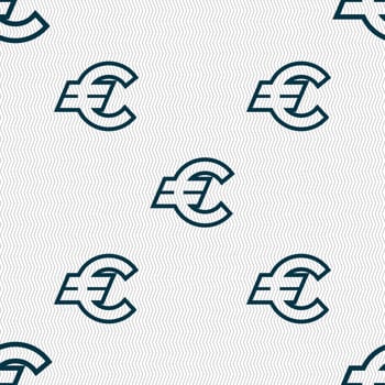 Euro EUR icon sign. Seamless pattern with geometric texture. illustration