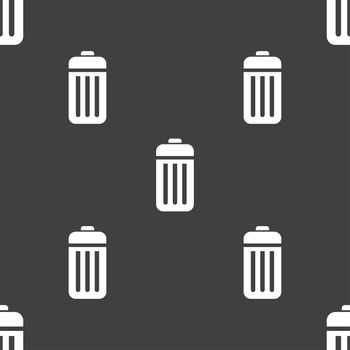 The trash icon sign. Seamless pattern on a gray background. illustration