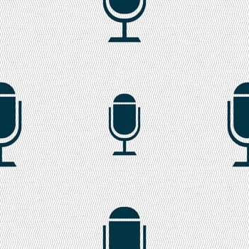 Microphone icon. Speaker symbol. Live music sign. Seamless abstract background with geometric shapes. illustration