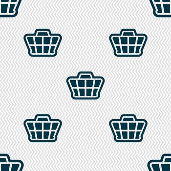 Shopping Cart icon sign. Seamless pattern with geometric texture. illustration