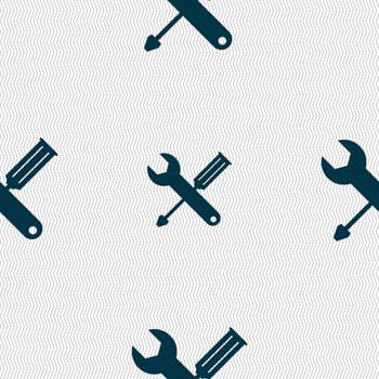 Repair tool sign icon. Service symbol. screwdriver with wrench. Seamless abstract background with geometric shapes. illustration