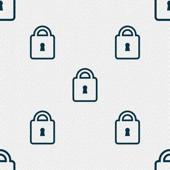 Lock icon sign. Seamless pattern with geometric texture. illustration