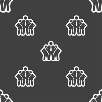 business team icon sign. Seamless pattern on a gray background. illustration