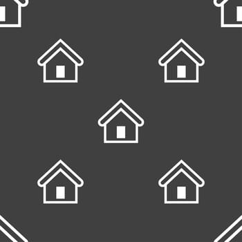 House icon sign. Seamless pattern on a gray background. illustration