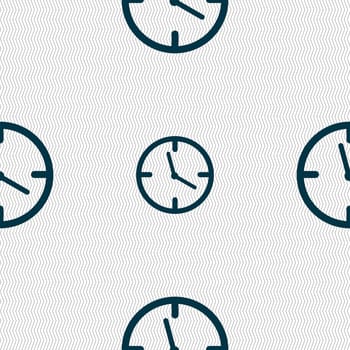 Clock time sign icon. Mechanical watch symbol. Seamless abstract background with geometric shapes. illustration