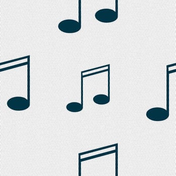 Music note sign icon. Musical symbol. Seamless abstract background with geometric shapes. illustration