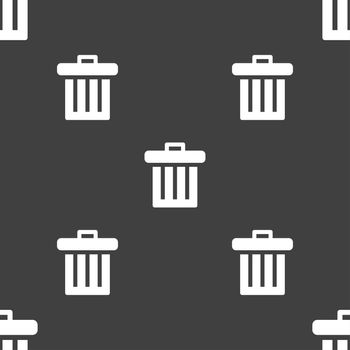 Recycle bin icon sign. Seamless pattern on a gray background. illustration