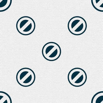 Cancel icon sign. Seamless pattern with geometric texture. illustration