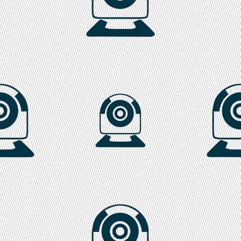 Webcam sign icon. Web video chat symbol. Camera chat. Seamless abstract background with geometric shapes. illustration