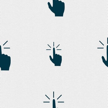 Click here hand icon sign. Seamless abstract background with geometric shapes. illustration