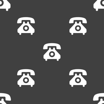 retro telephone handset icon sign. Seamless pattern on a gray background. illustration