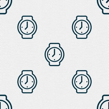 watches icon sign. Seamless pattern with geometric texture. illustration