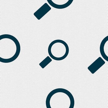 Magnifier glass sign icon. Zoom tool button. Navigation search symbol. Seamless abstract background with geometric shapes. illustration