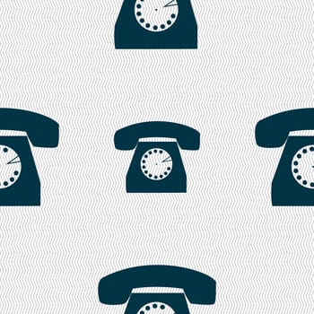 Retro telephone icon symbol. Seamless abstract background with geometric shapes. illustration