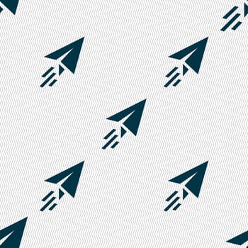 Paper airplane icon sign. Seamless pattern with geometric texture. illustration