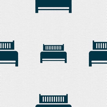Hotel, bed icon sign. Seamless abstract background with geometric shapes. illustration