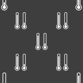 thermometer temperature icon sign. Seamless pattern on a gray background. illustration