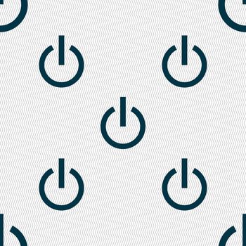 Power icon sign. Seamless pattern with geometric texture. illustration