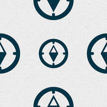 Compass sign icon. Windrose navigation symbol. Seamless abstract background with geometric shapes. illustration