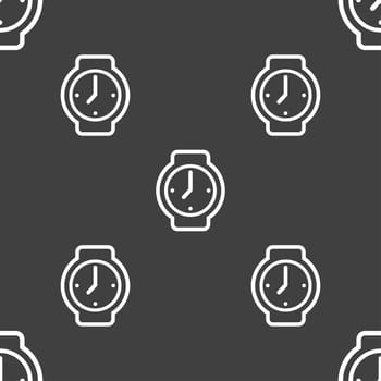 watches icon sign. Seamless pattern on a gray background. illustration