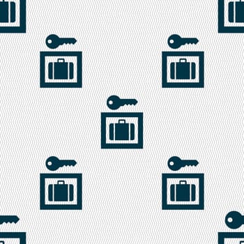 Luggage Storage icon sign. Seamless pattern with geometric texture. illustration