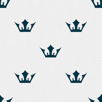 Crown icon sign. Seamless pattern with geometric texture. illustration