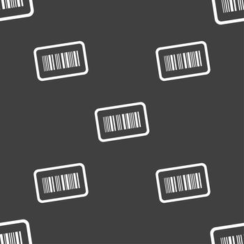 Barcode icon sign. Seamless pattern on a gray background. illustration