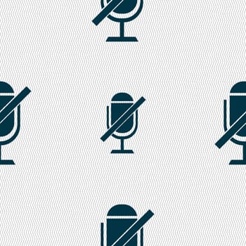 No Microphone sign icon. Speaker symbol. Seamless abstract background with geometric shapes. illustration