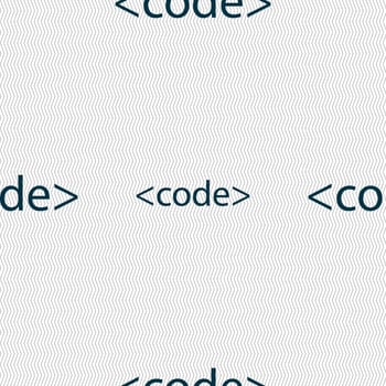 Code sign icon. Programming language symbol. Seamless abstract background with geometric shapes. illustration