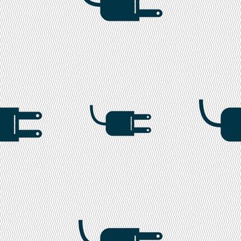 Electric plug sign icon. Power energy symbol. Seamless abstract background with geometric shapes. illustration