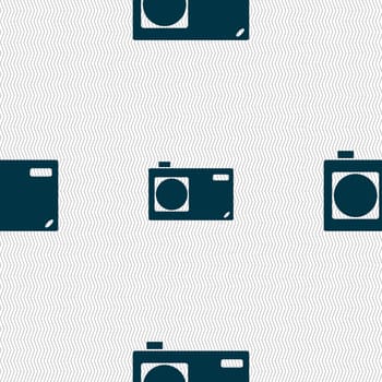 Photo camera sign icon. Digital symbol. Seamless abstract background with geometric shapes. illustration