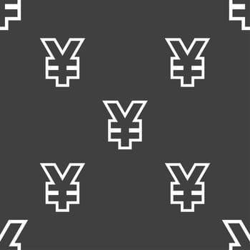 Yen JPY icon sign. Seamless pattern on a gray background. illustration