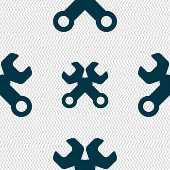 Wrench key sign icon. Service tool symbol. Seamless abstract background with geometric shapes. illustration