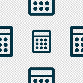 Calculator sign icon. Bookkeeping symbol. Seamless abstract background with geometric shapes. illustration