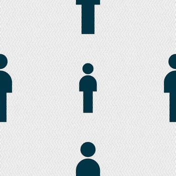 Human sign icon. Man Person symbol. Male toilet. Seamless abstract background with geometric shapes. illustration