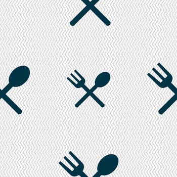 Fork and spoon crosswise, Cutlery, Eat icon sign. Seamless abstract background with geometric shapes. illustration