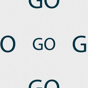 GO sign icon. Seamless abstract background with geometric shapes. illustration