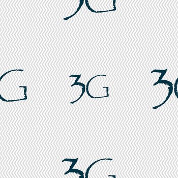 3G sign icon. Mobile telecommunications technology symbol. Seamless abstract background with geometric shapes. illustration