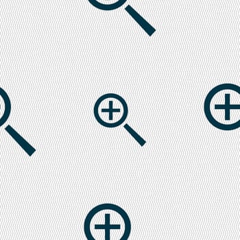 Magnifier glass, Zoom tool icon sign. Seamless abstract background with geometric shapes. illustration