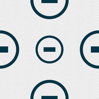 Minus sign icon. Negative symbol. Zoom out. Seamless abstract background with geometric shapes. illustration