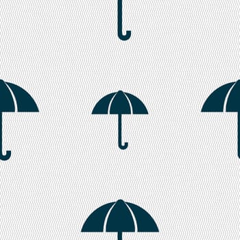 Umbrella sign icon. Rain protection symbol. Seamless abstract background with geometric shapes. illustration