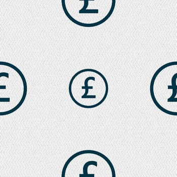 Pound sterling icon sign. Seamless abstract background with geometric shapes. illustration